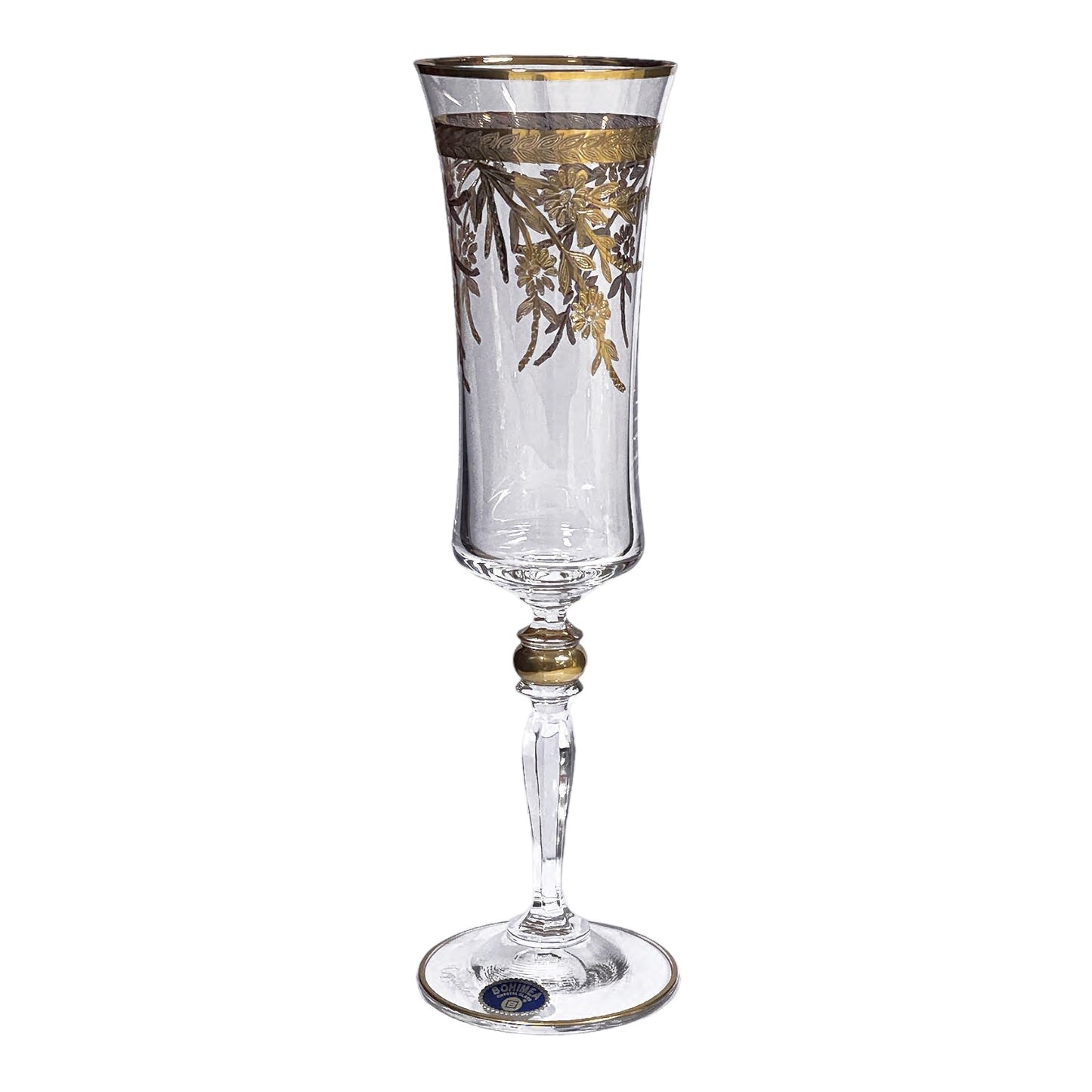 Bohemia Crystal - Flute Glass Set 6 Pcs - Gold