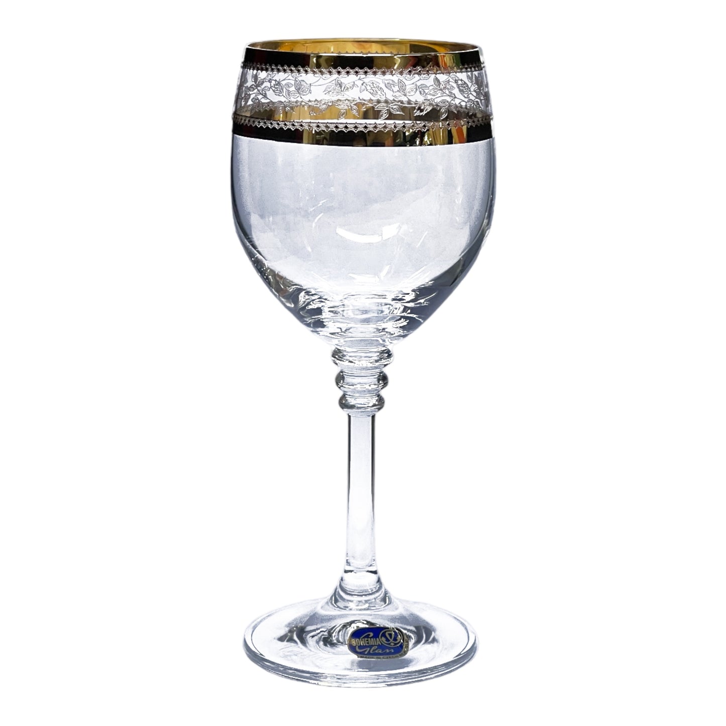 Bohemia Crystal - Goblet Glass Set 6 Pcs - Gold