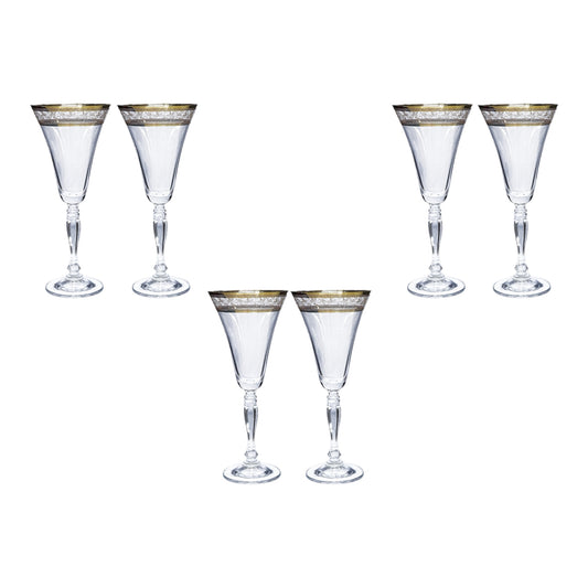 Bohemia Crystal - Flute Glass Set 6 Pcs - Gold