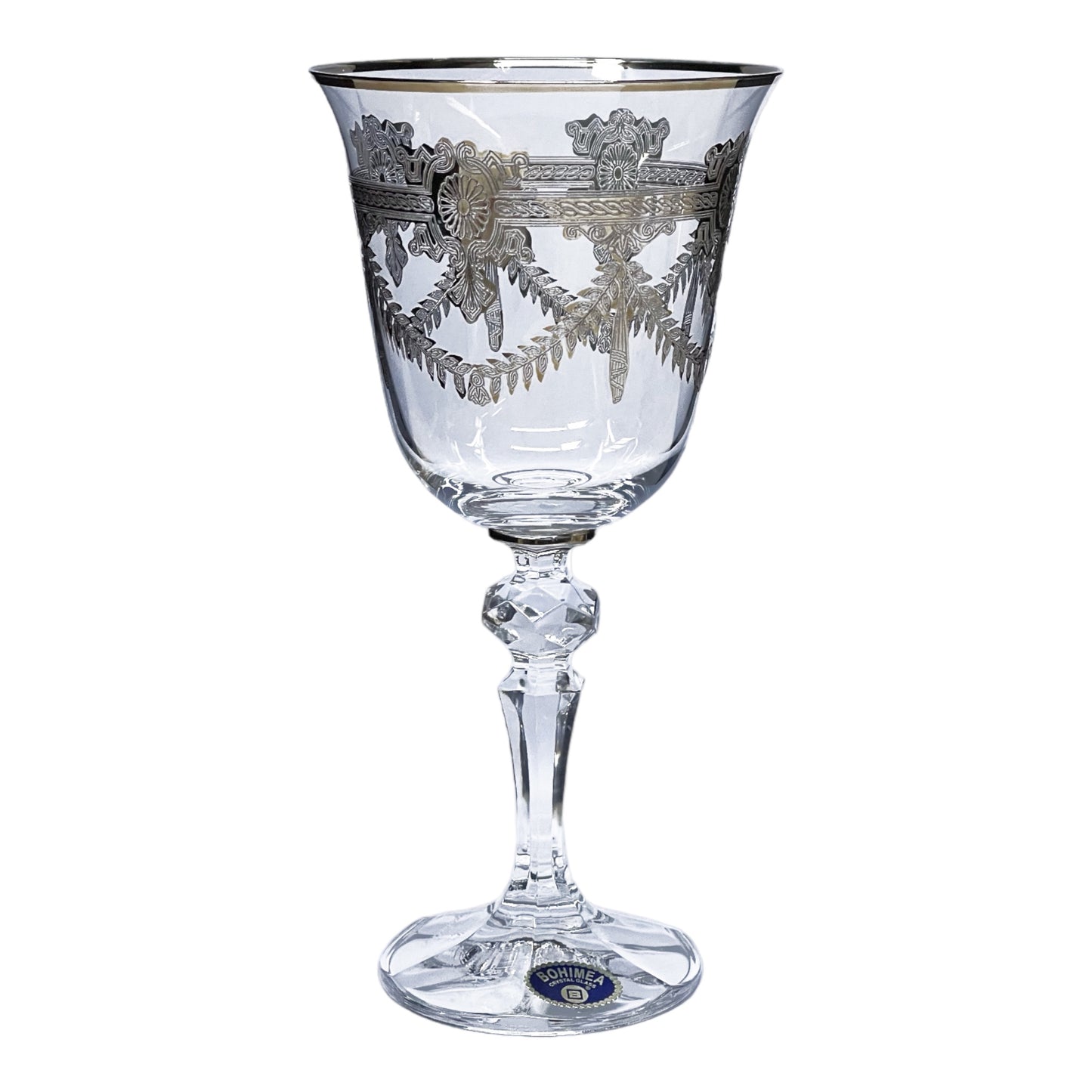 Bohemia Crystal - Goblet Glass Set 6 Pcs - Silver