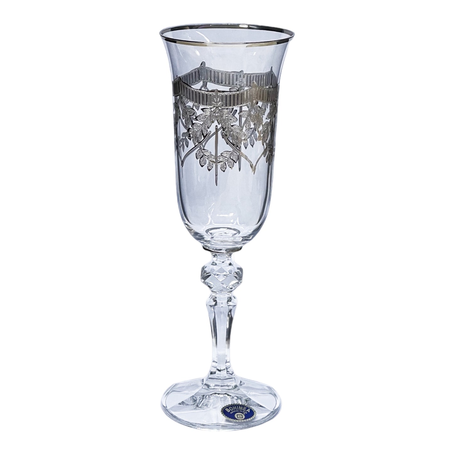 Bohemia Crystal - Flute Glass Set 6 Pcs - Silver