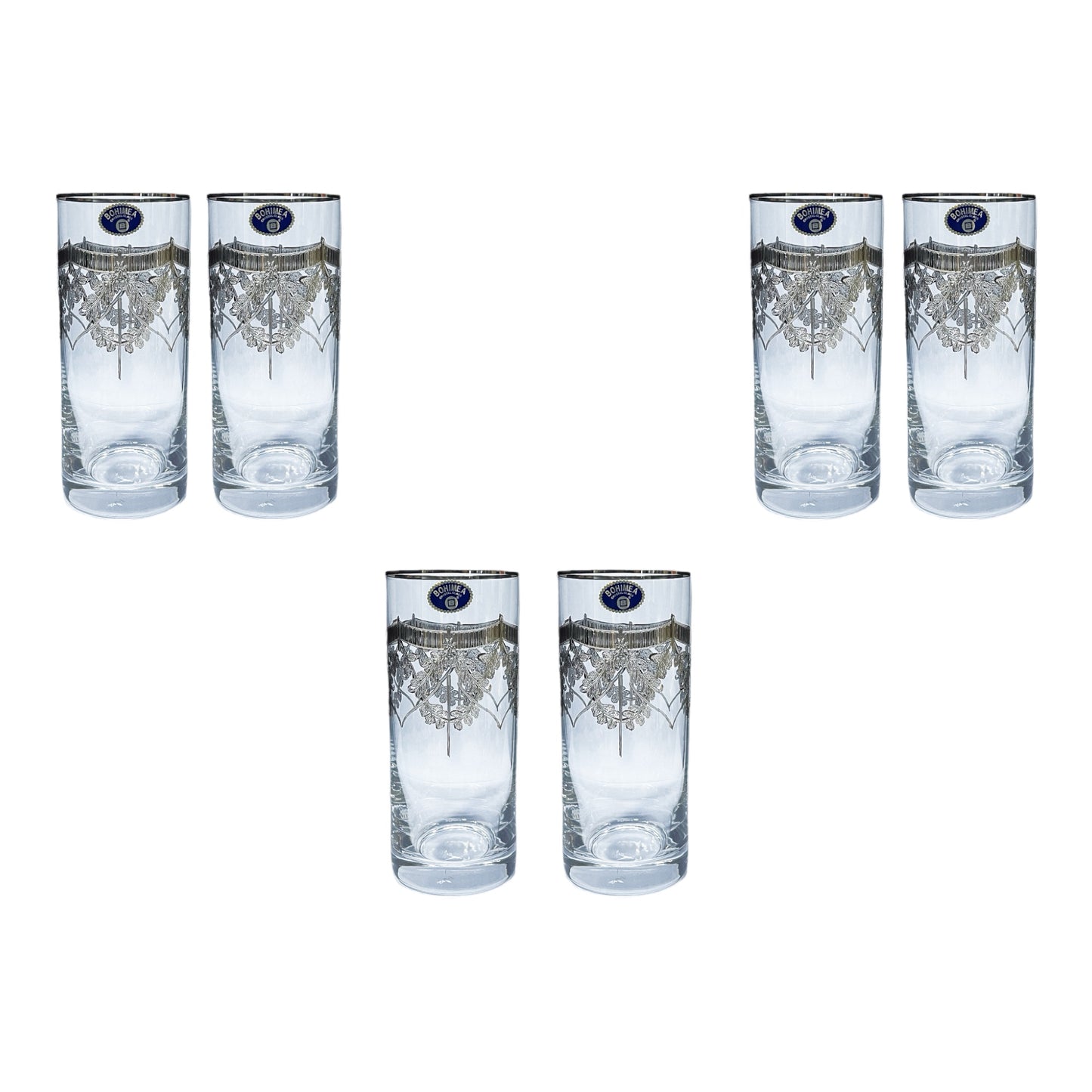 Bohemia Crystal - Highball Glass Set 6 Pcs - Silver