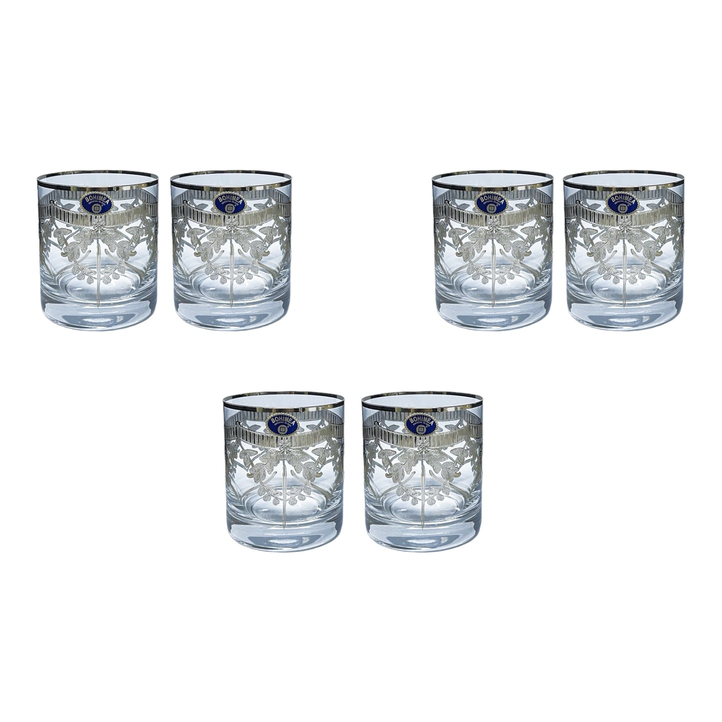 Bohemia Crystal - Tumbler Glass Set 6 Pcs - Silver