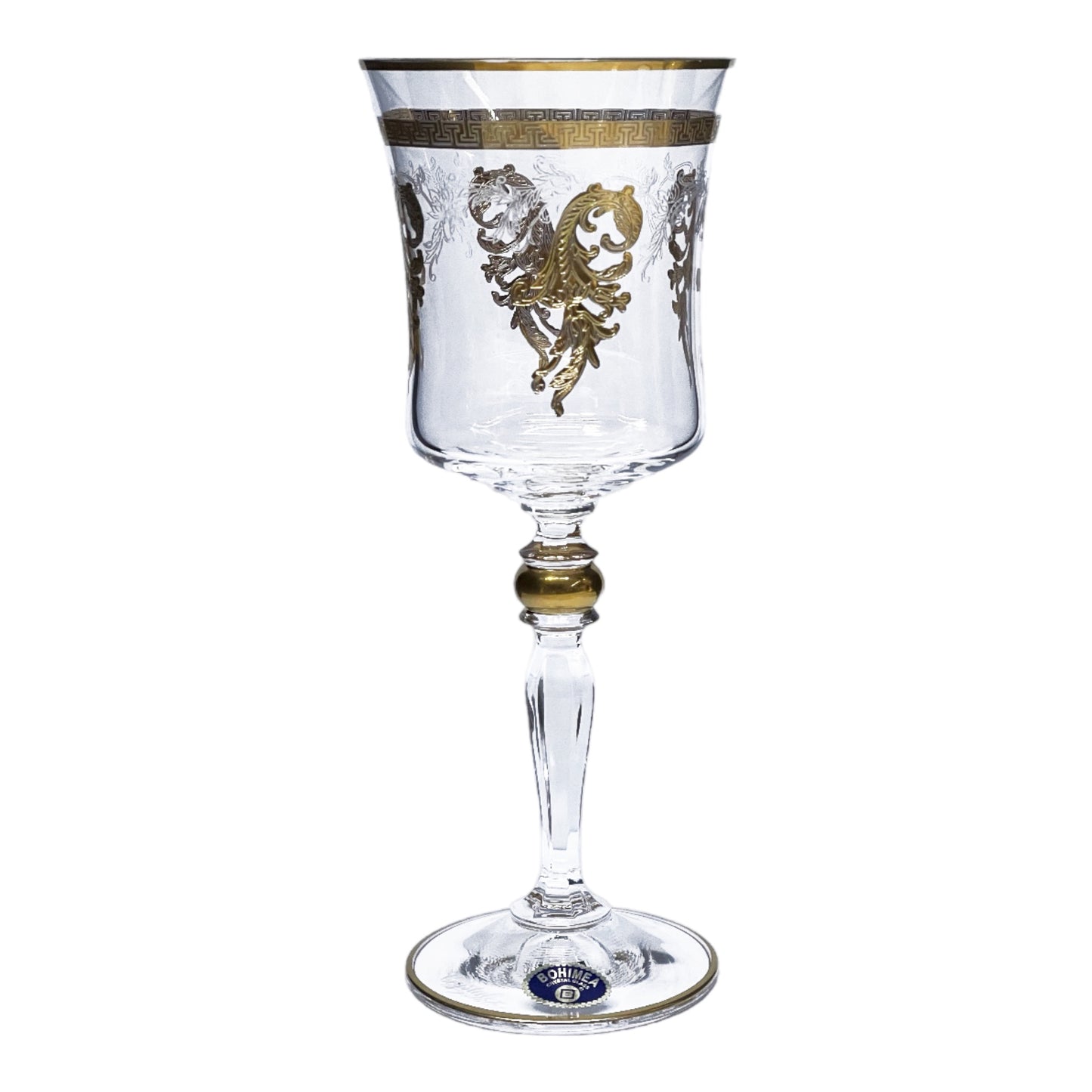 Bohemia Crystal - Goblet Glass Set 6 Pcs - Gold