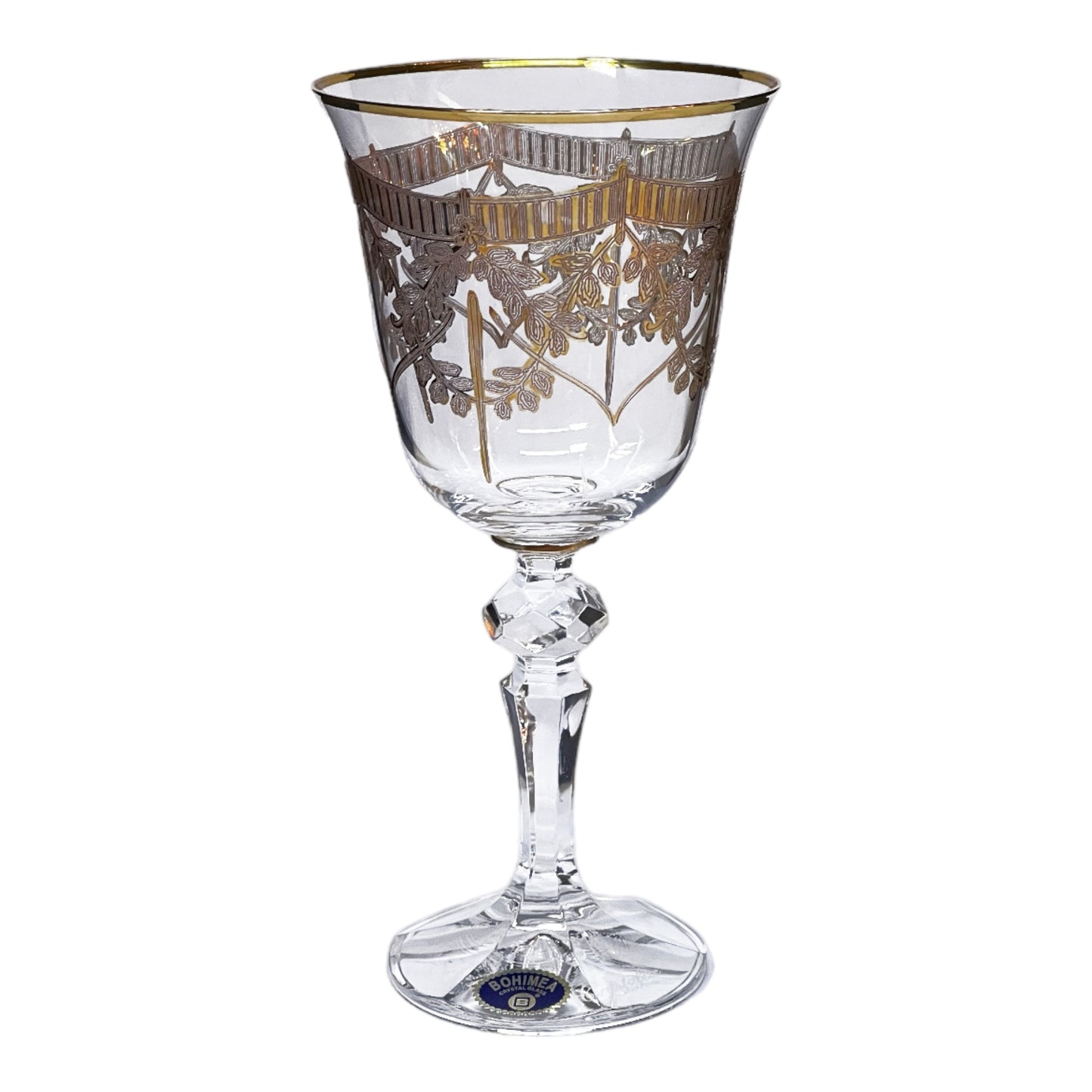 Bohemia Crystal - Goblet Glass Set 6 Pcs - Gold