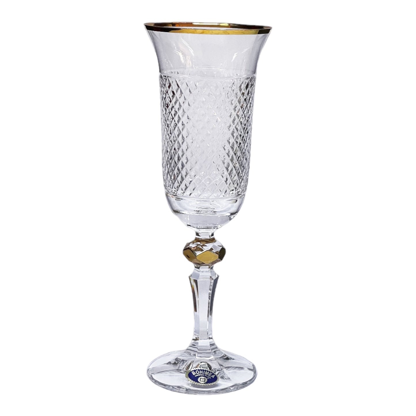 Bohemia Crystal - Flute Glass Set 6 Pcs - Gold