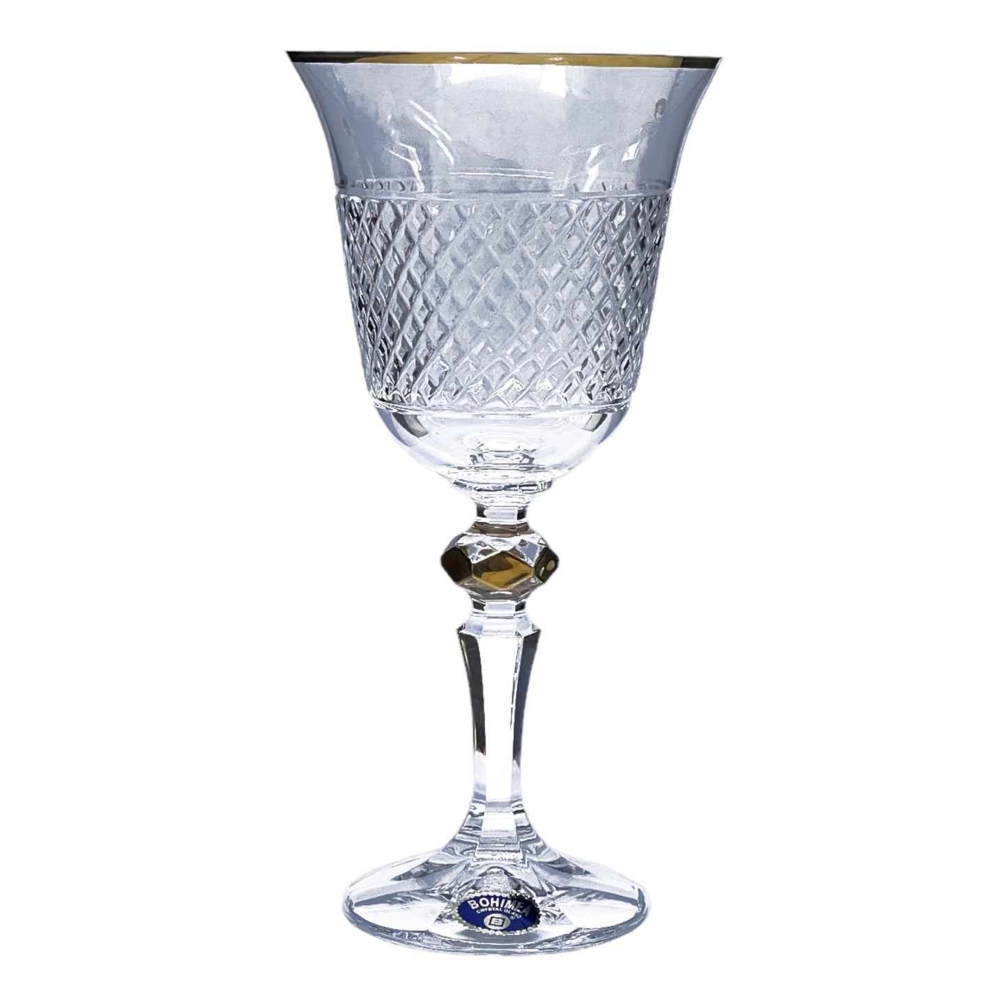 Bohemia Crystal - Goblet Glass Set 6 Pcs - Gold