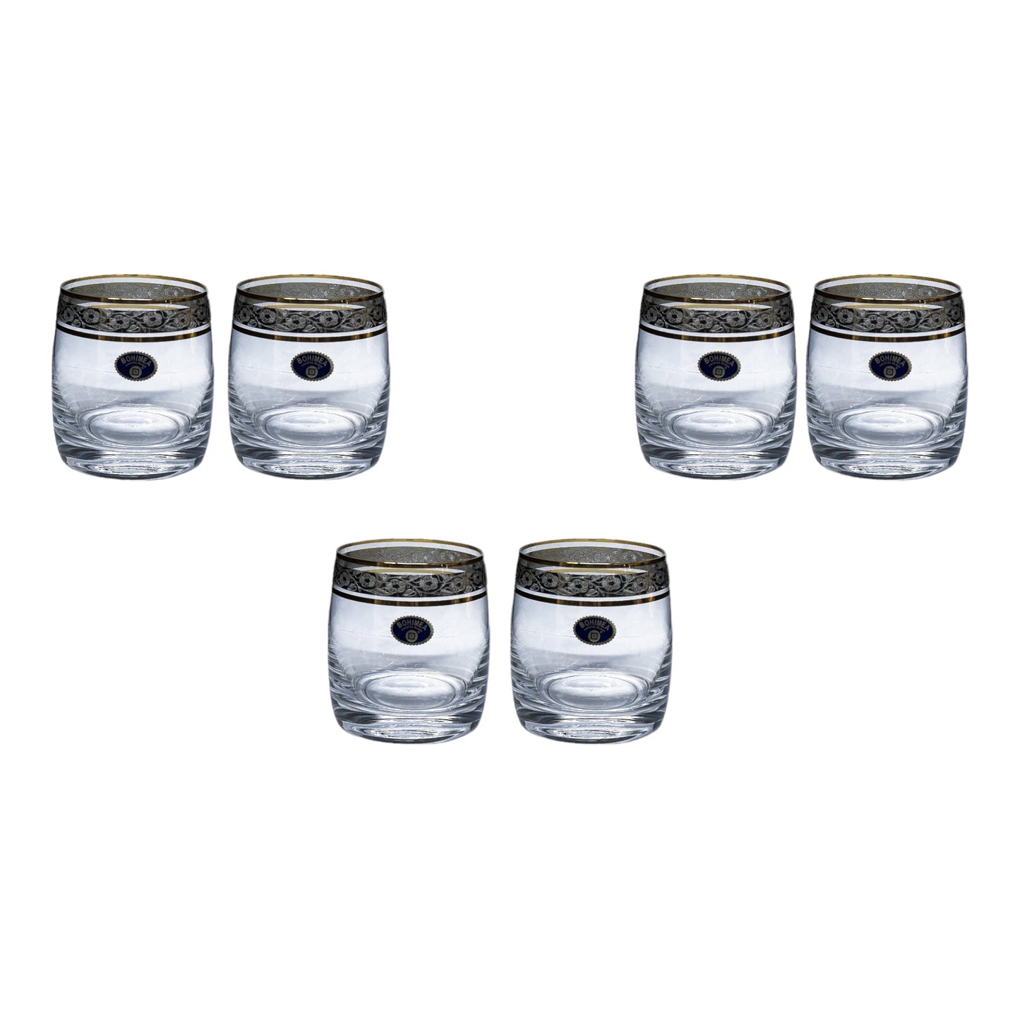 Bohemia Crystal - Tumbler Glass Set 6 Pcs - Silver