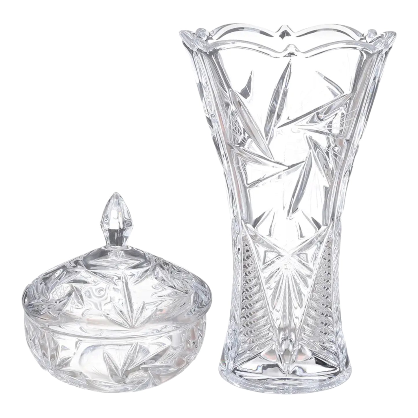 Bohemia Crystal Set 2 Pcs ( Vase - Bonbonniere ) - 25cm