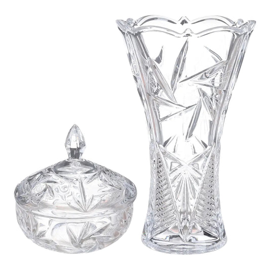 Bohemia Crystal Set 2 Pcs ( Vase - Bonbonniere ) - 25cm