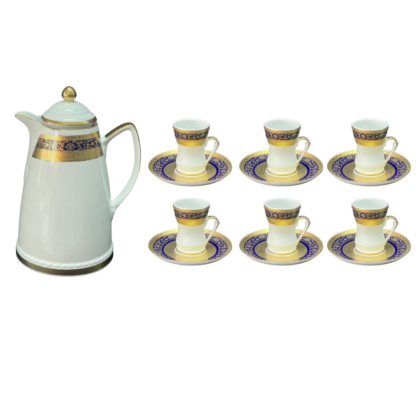 Istikana Set With Saucer 14 Pcs - Blue&Gold