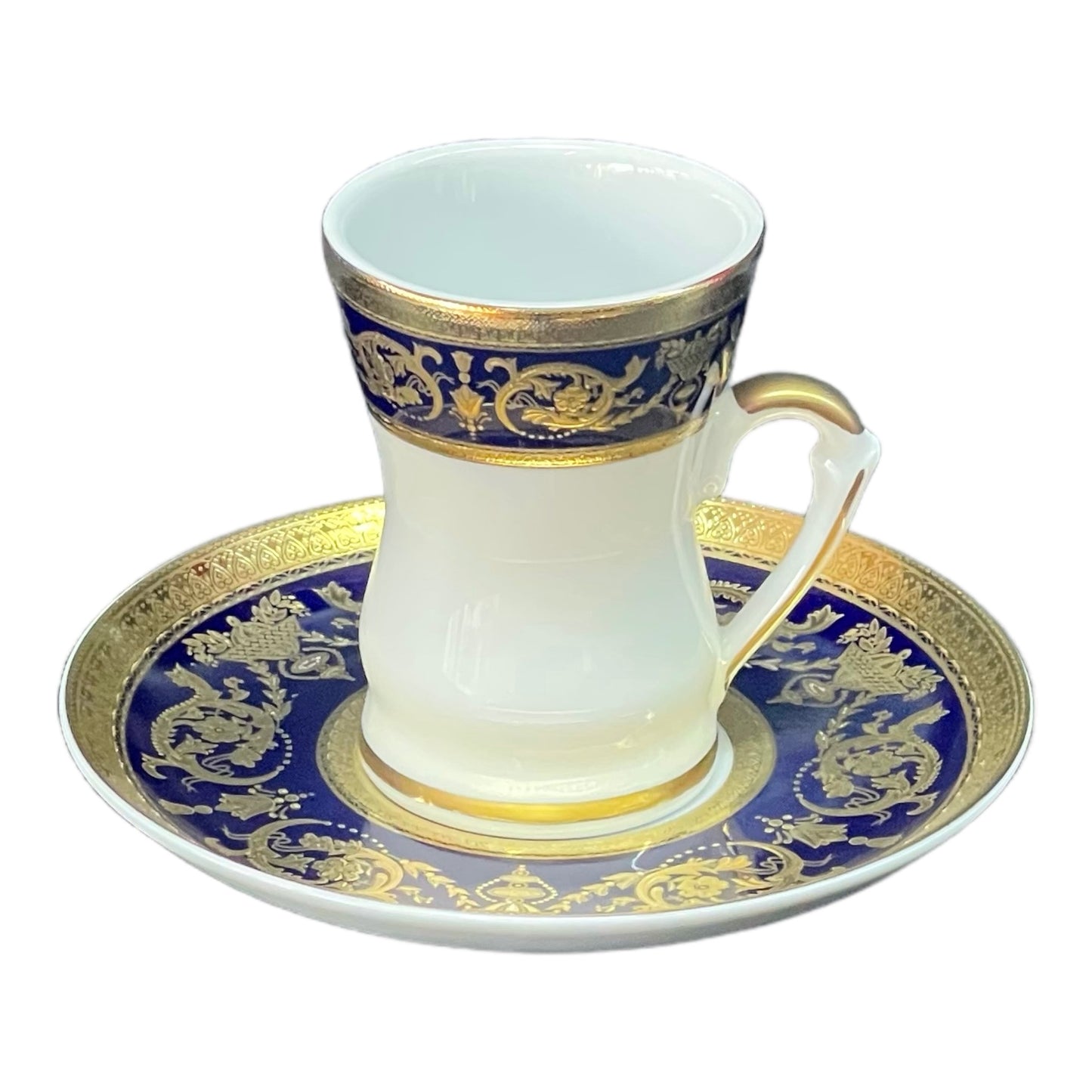 Istikana Set With Saucer 14 Pcs - Limoge - Blue&Gold