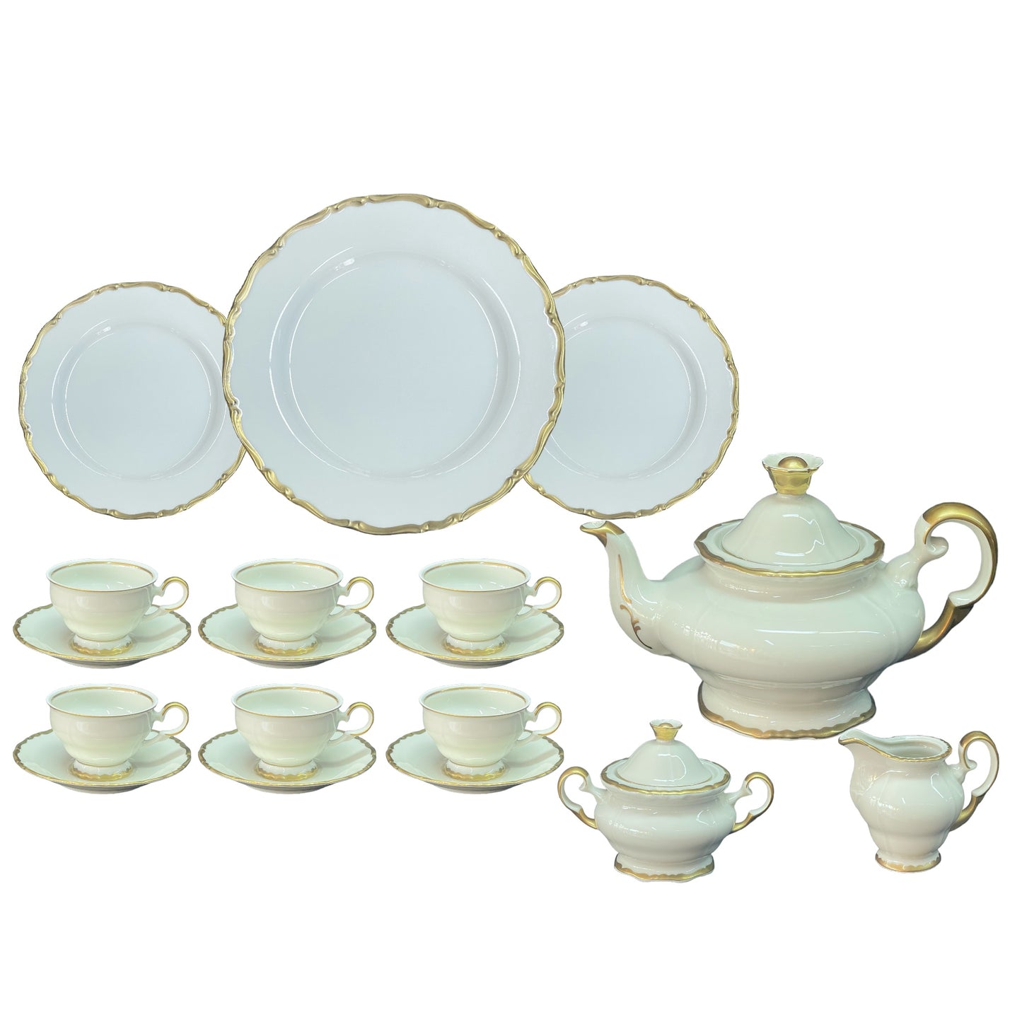 Tea Set 24 Pcs - Gold&White