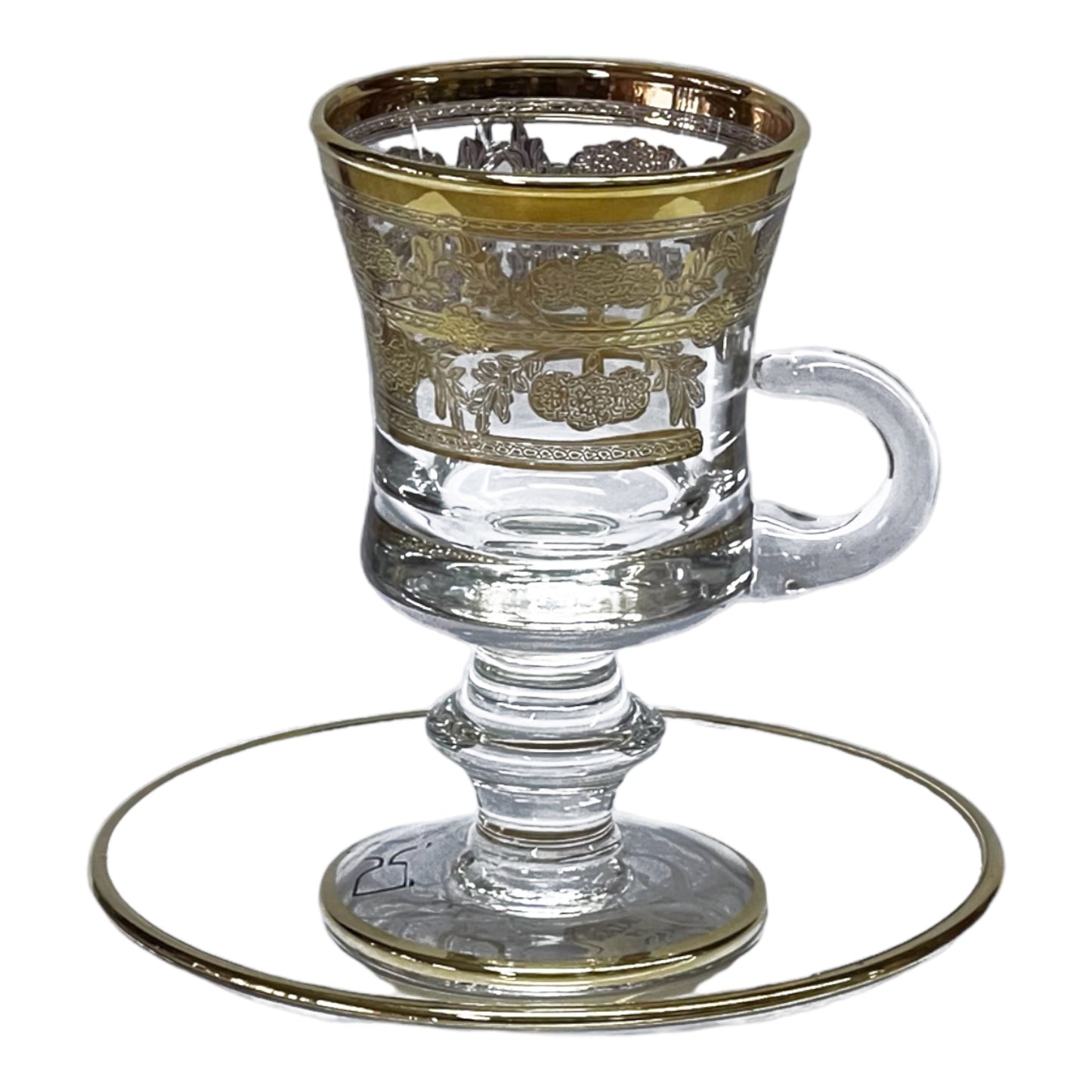 Italian Crystal - Coffee Set With Saucer 12 Pcs - Gold