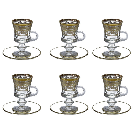 Italian Crystal - Coffee Set With Saucer 12 Pcs - Gold