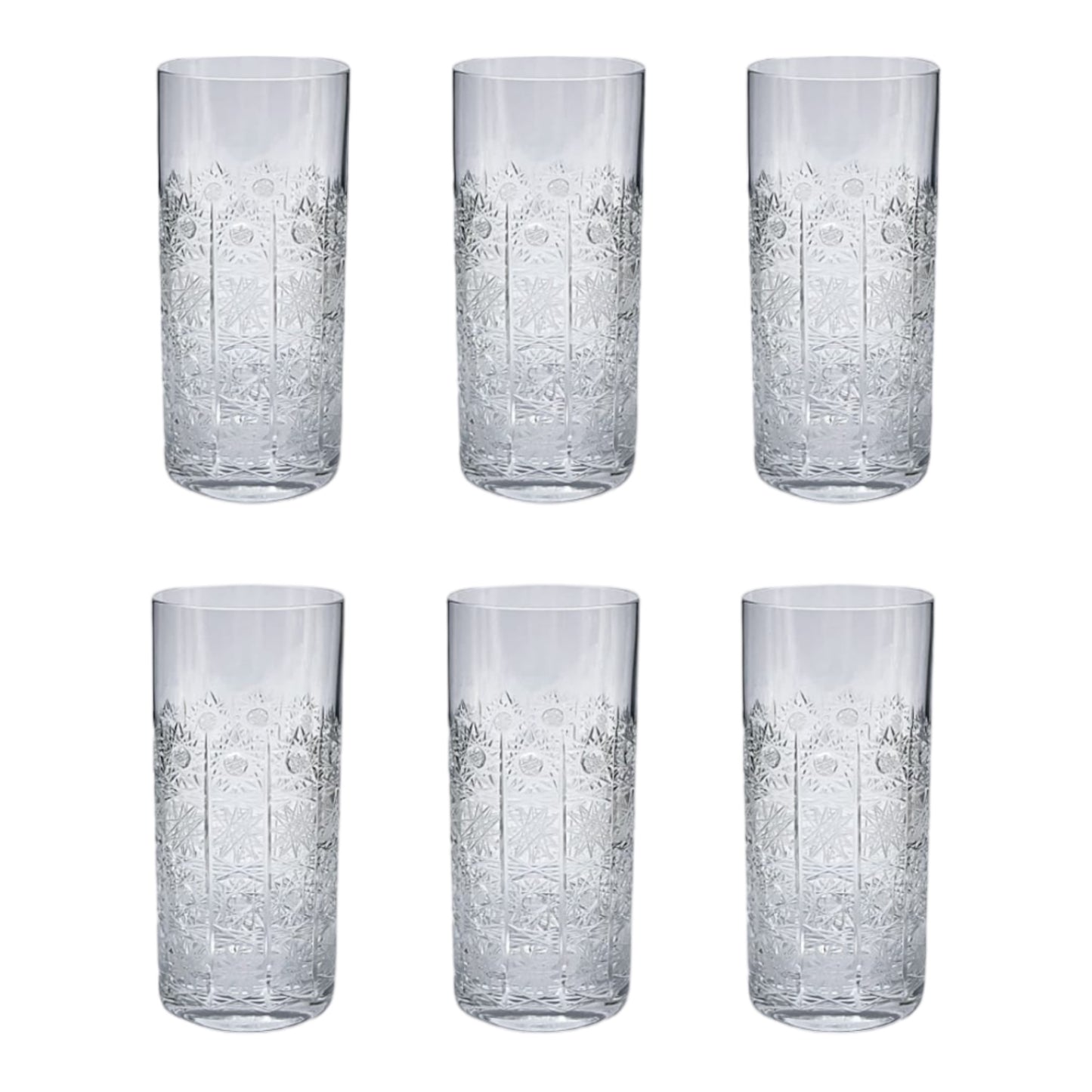 Bohemia Crystal - Highball Glass Set 6 Pcs - Handcut