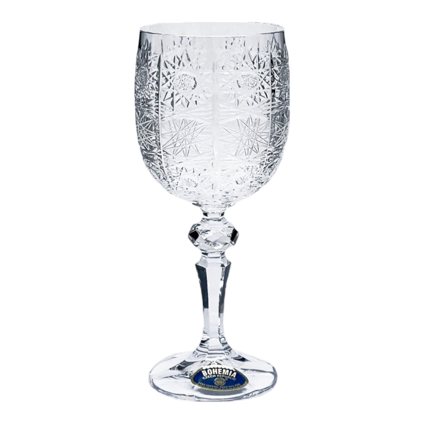 Bohemia Crystal - Goblet Glass Set 6 Pcs - Handcut