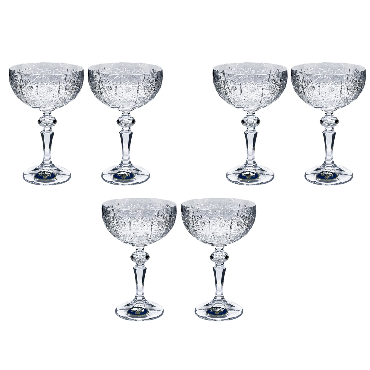 Bohemia Crystal - Cocktail Glass Set 6 Pcs - Handcut