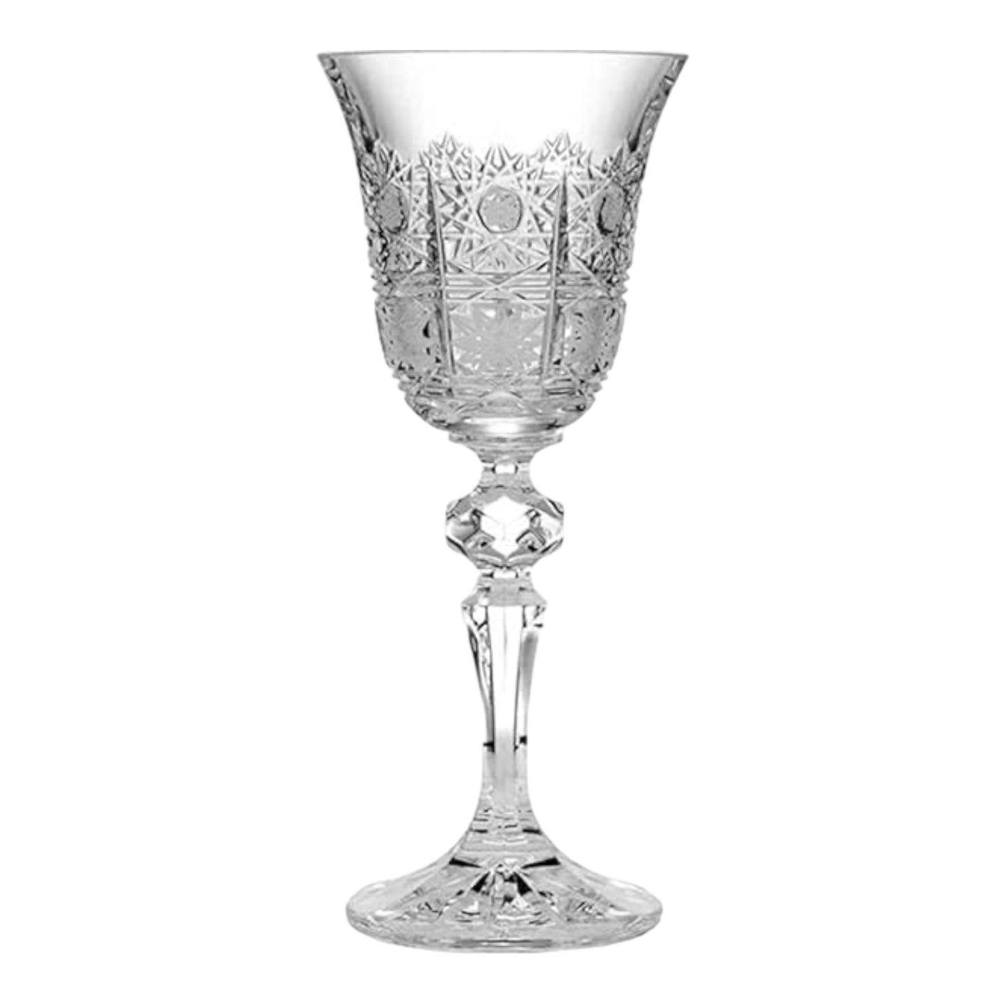 Bohemia Crystal - Goblet Glass Set 6 Pcs - Handcut