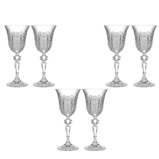 Bohemia Crystal - Goblet Glass Set 6 Pcs - Handcut