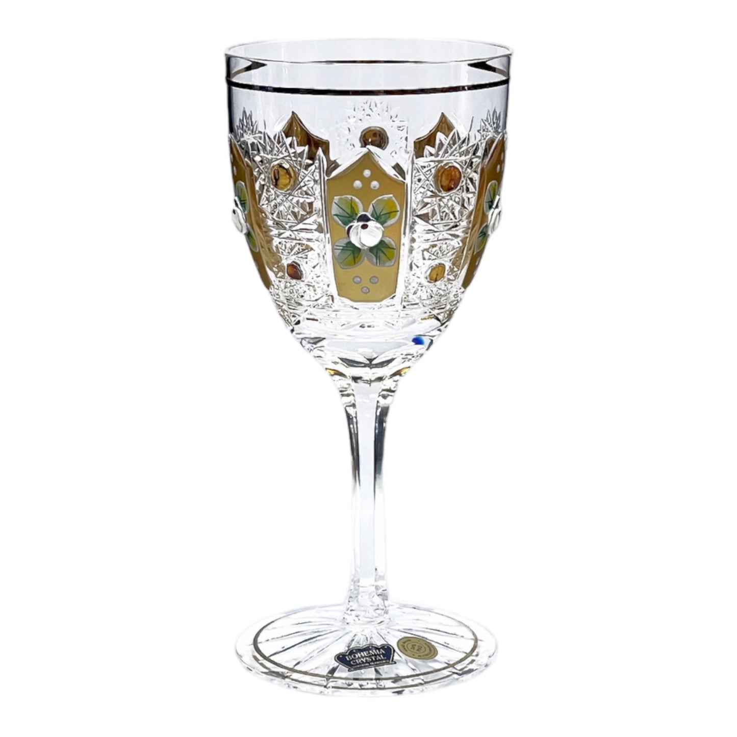 Bohemia Crystal Hand Cut Glass Set 7 Pcs - Gold