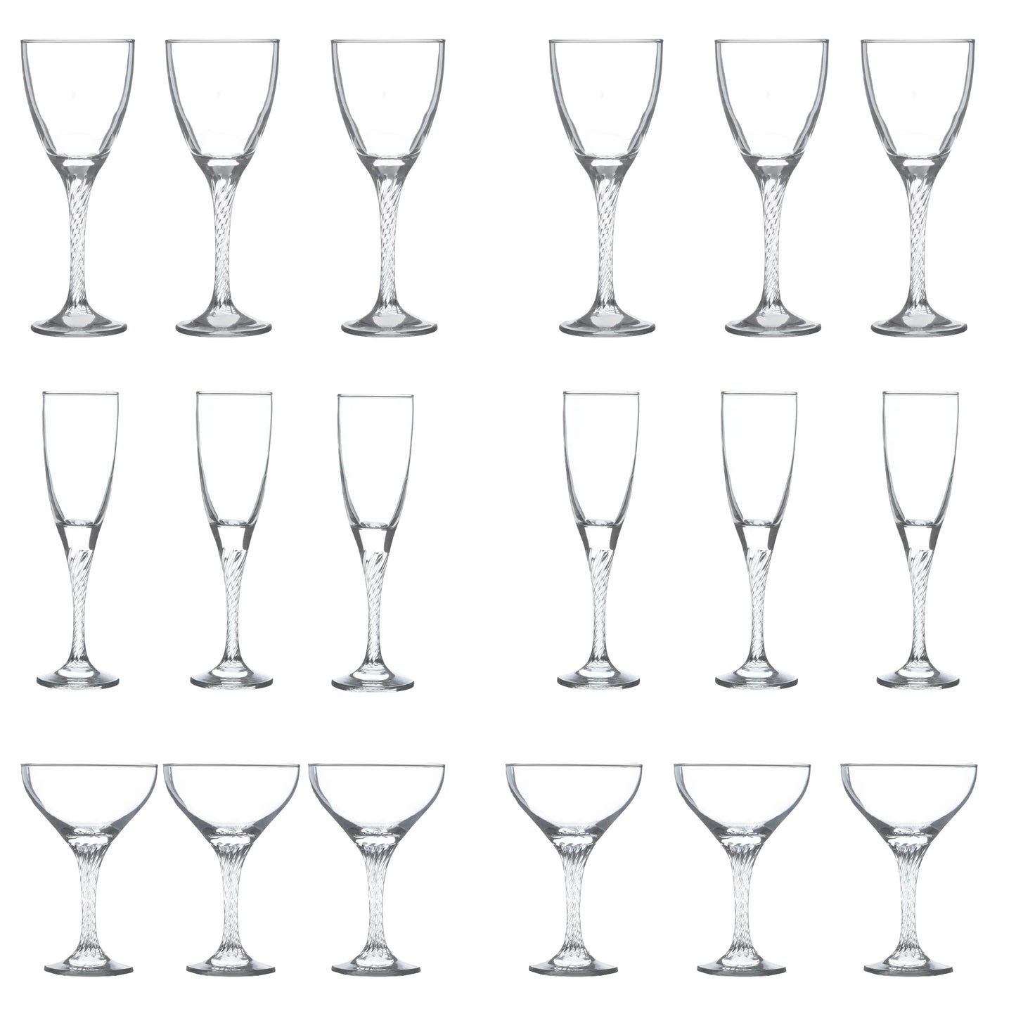 Pasabahce Flute Glass & Goblet Glass & Cocktail Set 18 Pcs