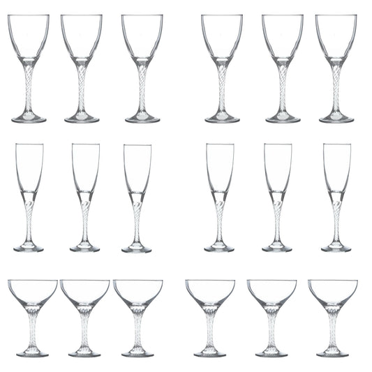 Pasabahce Flute Glass & Goblet Glass & Cocktail Set 18 Pcs