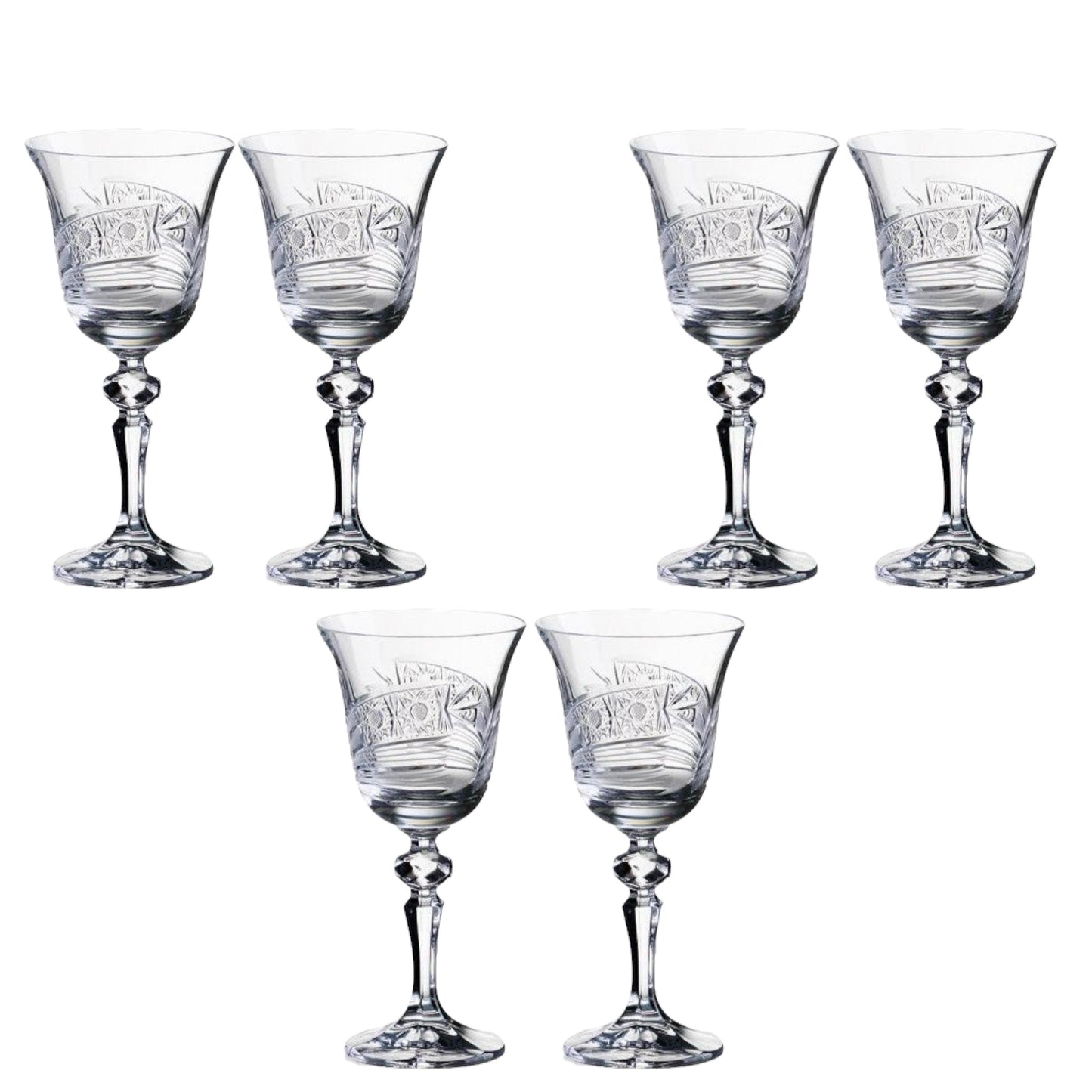 Bohemia Crystal - Goblet Glass Handcut Set 6 Pcs