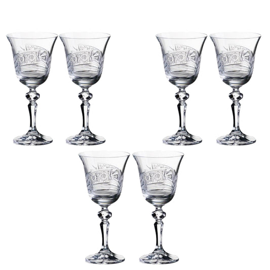 Bohemia Crystal - Goblet Glass Handcut Set 6 Pcs