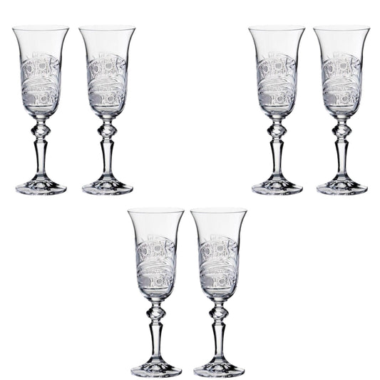 Bohemia Crystal - Flute Glass Handcut Set 6 Pcs