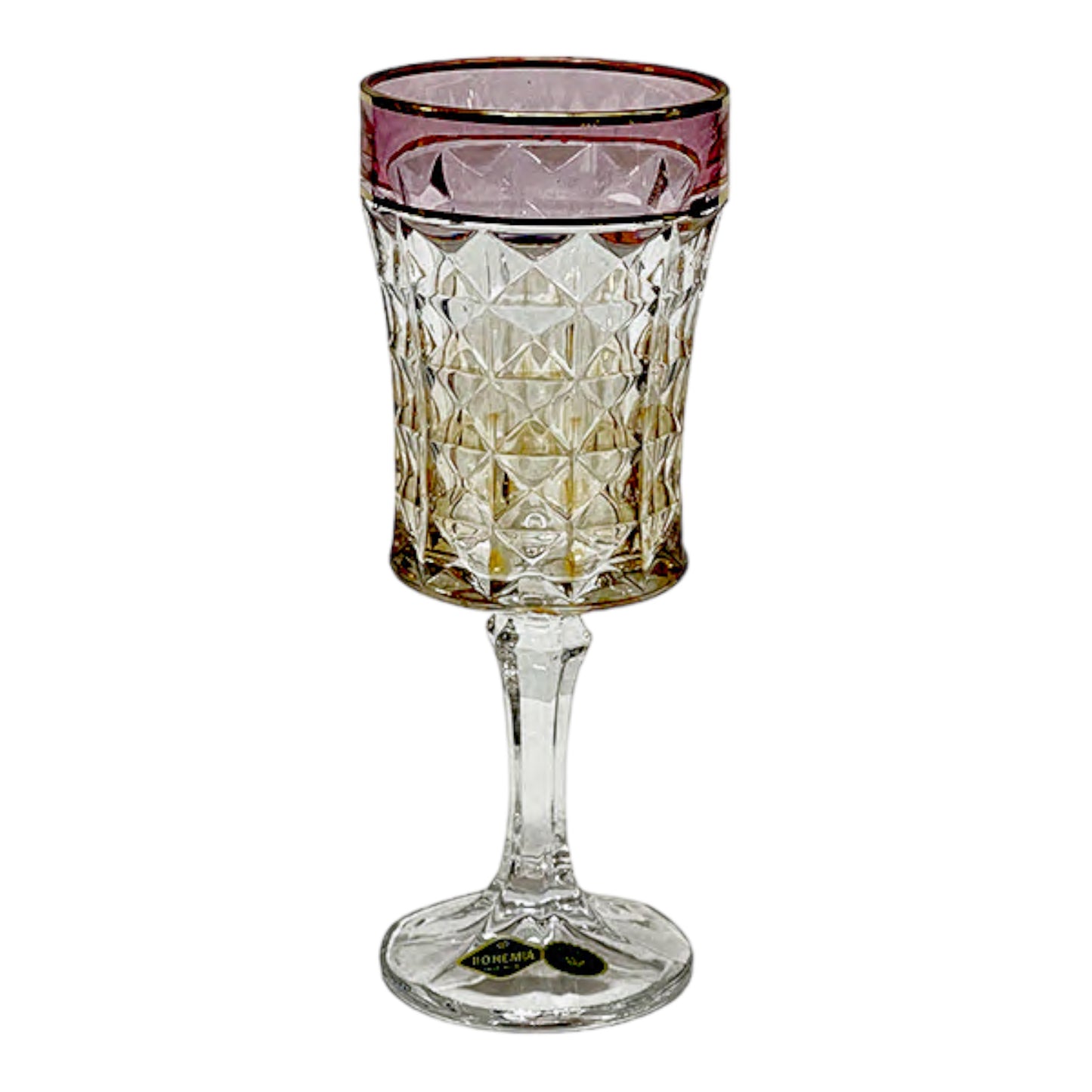 Bohemia Crystal - Goblet Glass Set Diamond 6 Pcs - Pink&Gold