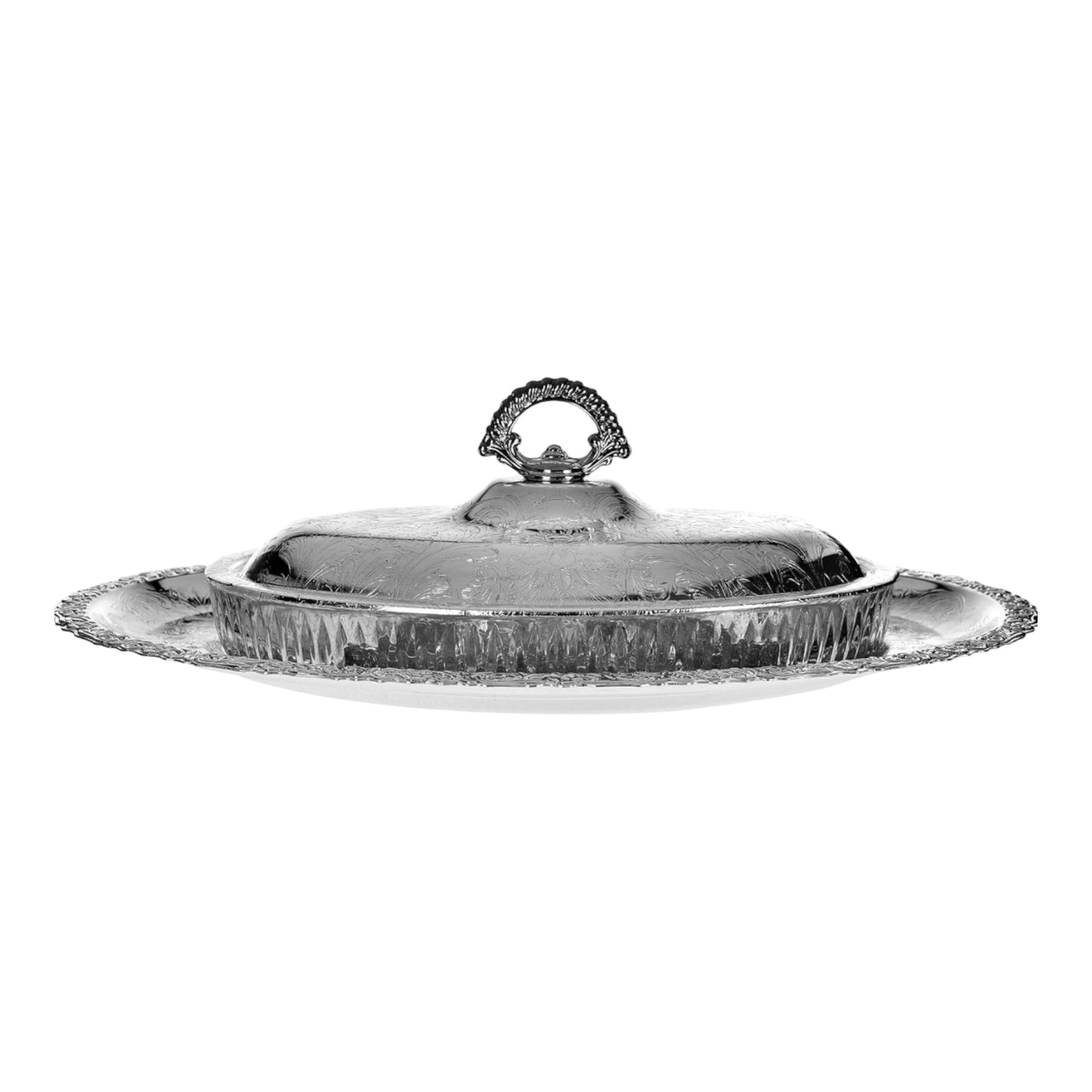 Queen Anne - Silver Plated - Oval Hors d'oeuvre 4 Parts with Tray