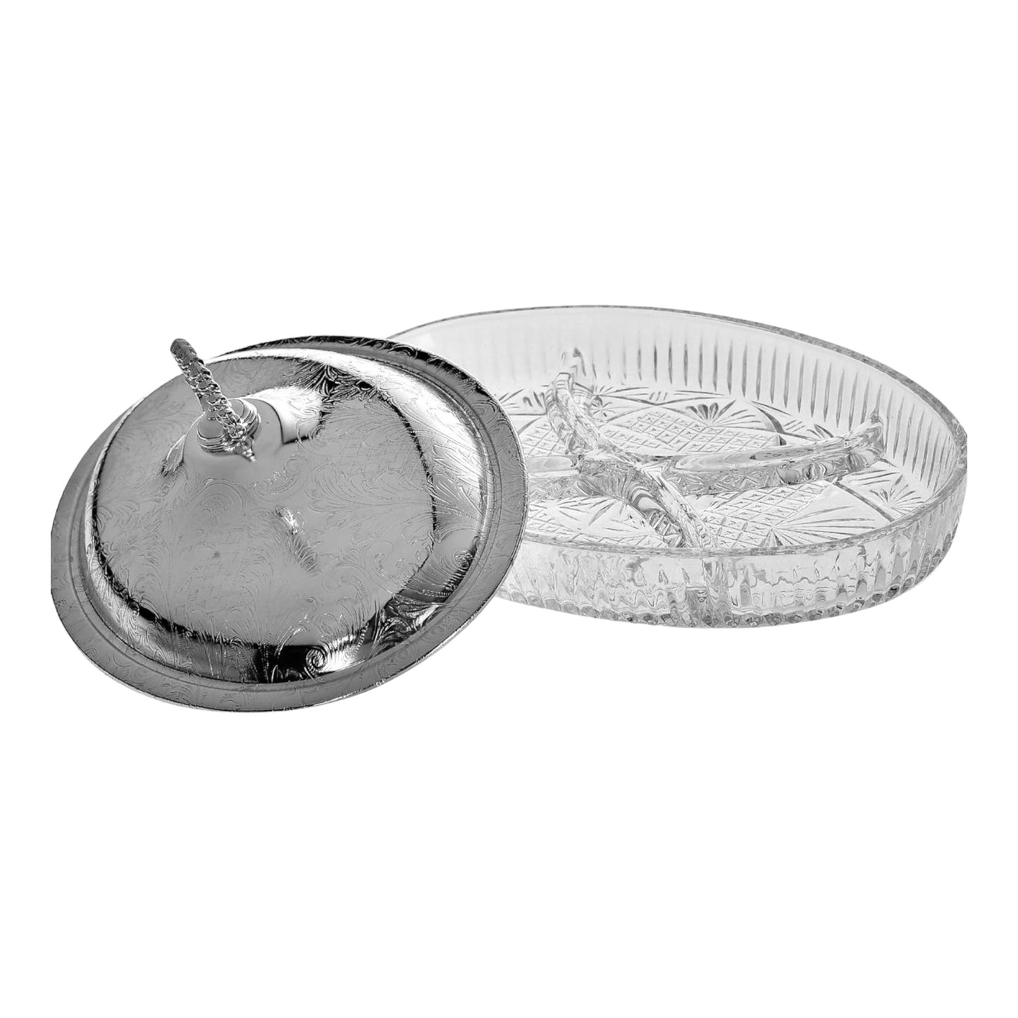 Queen Anne - Silver Plated - Oval Hors d'oeuvre 4 Parts with Tray