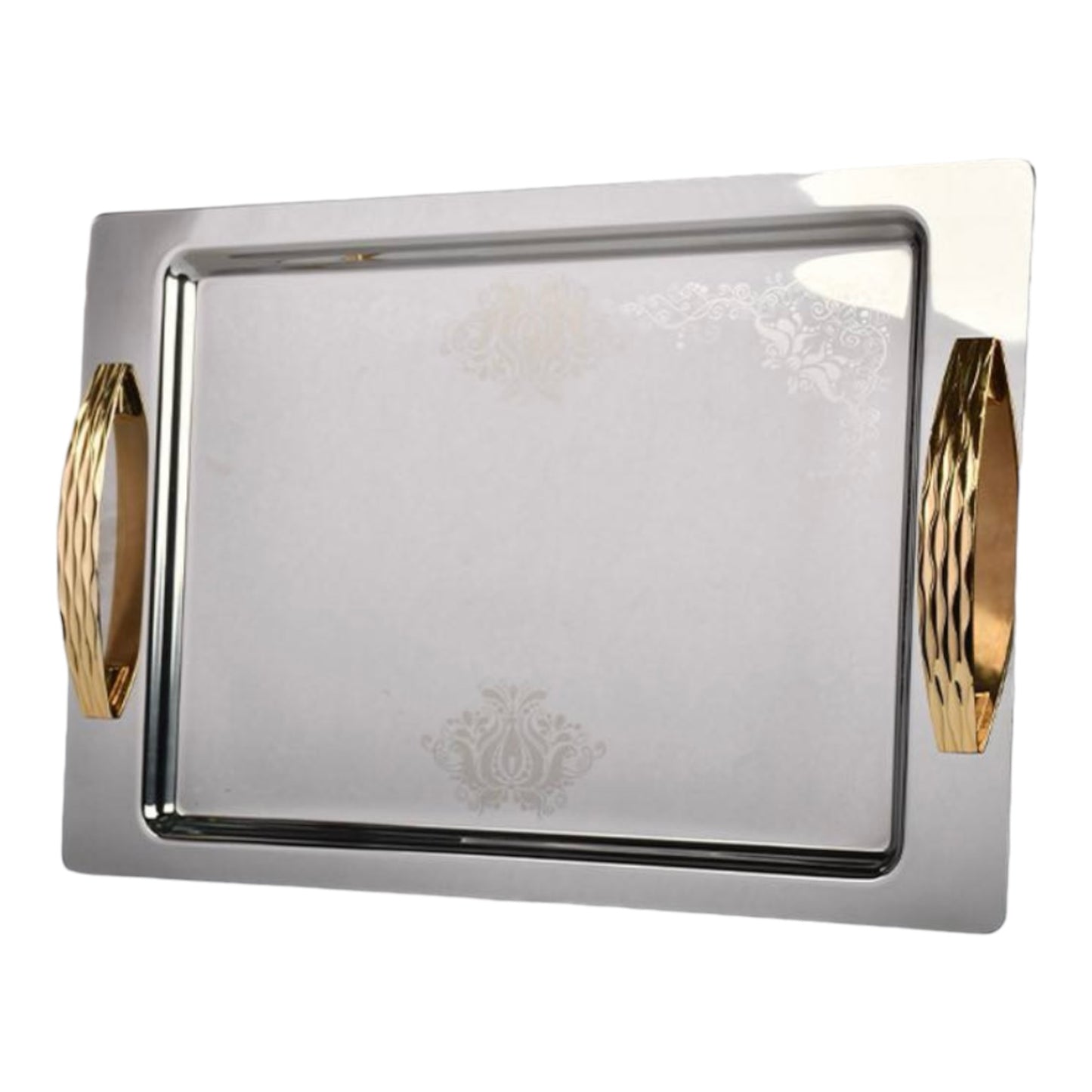 Rectangular Tray With Handles - Silver&Gold