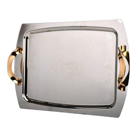 Rectangular Tray With Handles - Silver&Gold