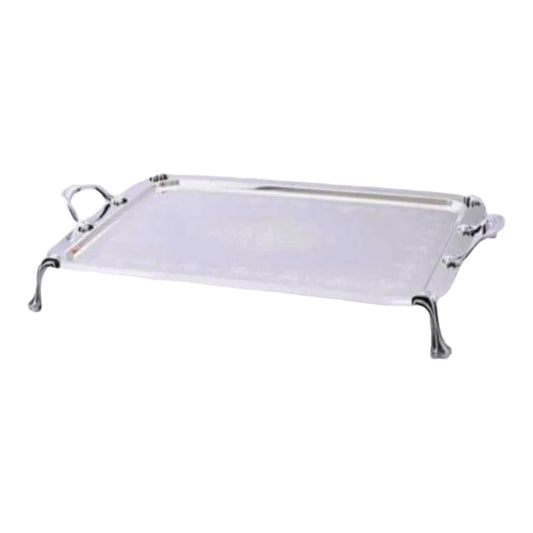 Rectangular Tray With Handles,Legs - Silver