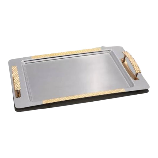 Rectangular Tray With Handles - Silver&Gold