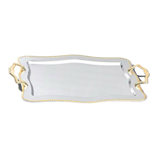 Rectangular Tray With Handles - Silver&Gold