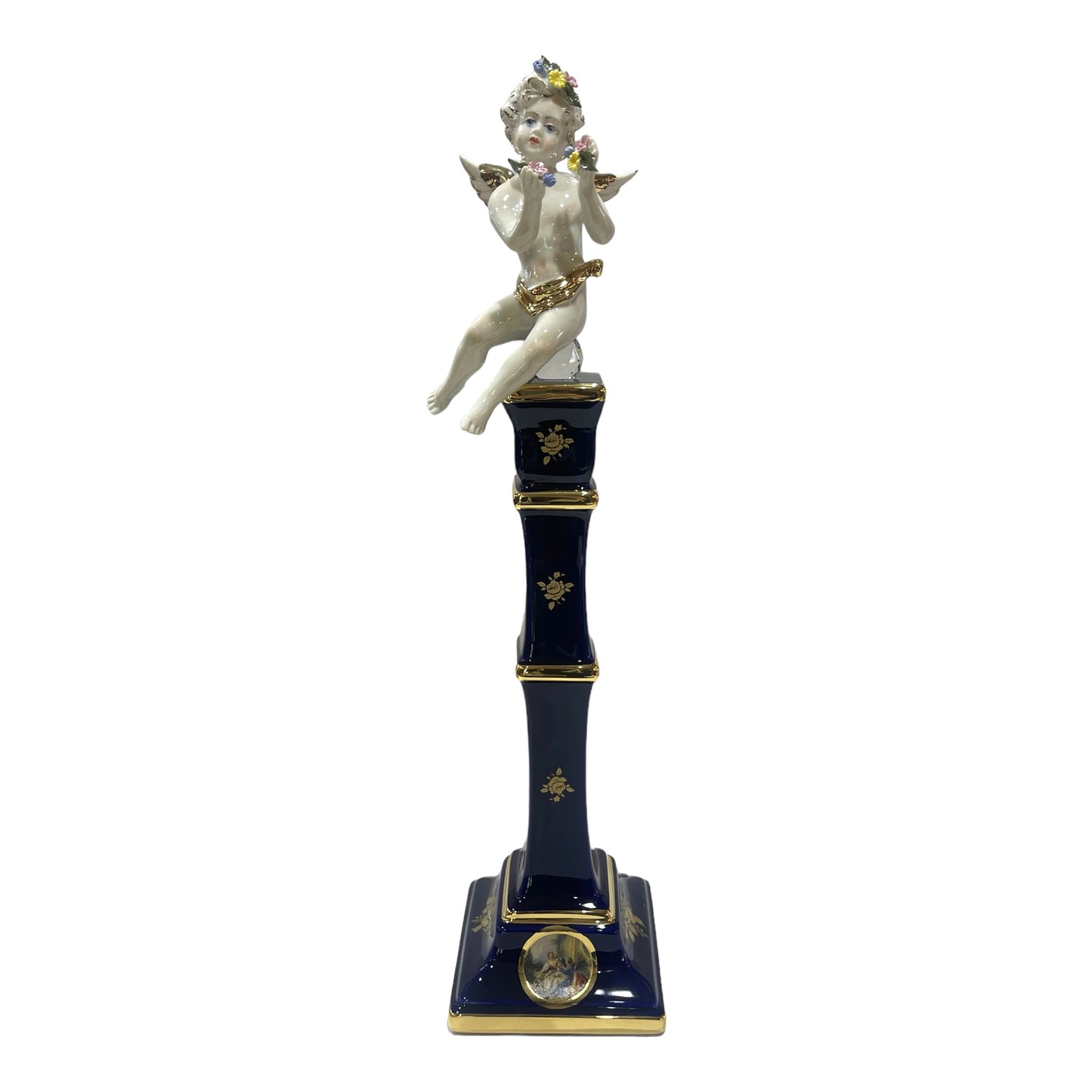 Candle Holder - Romeo&Juliet With Angel - Blue&Gold - 50 cm