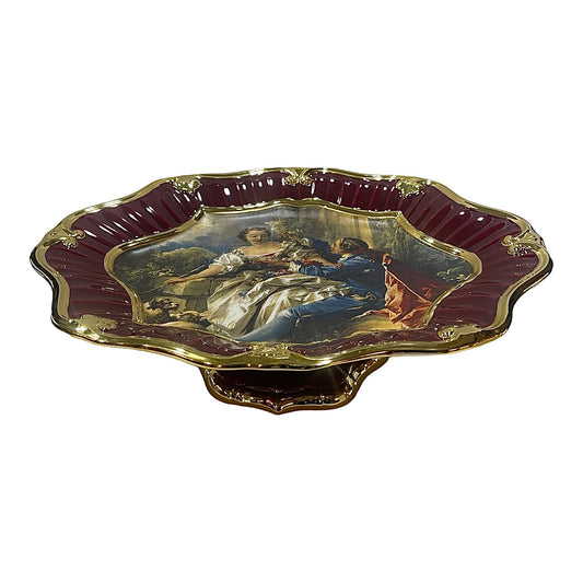 BC limoge - Plate With Base - Romeo&Juliet - Red&Gold - 14x49 cm