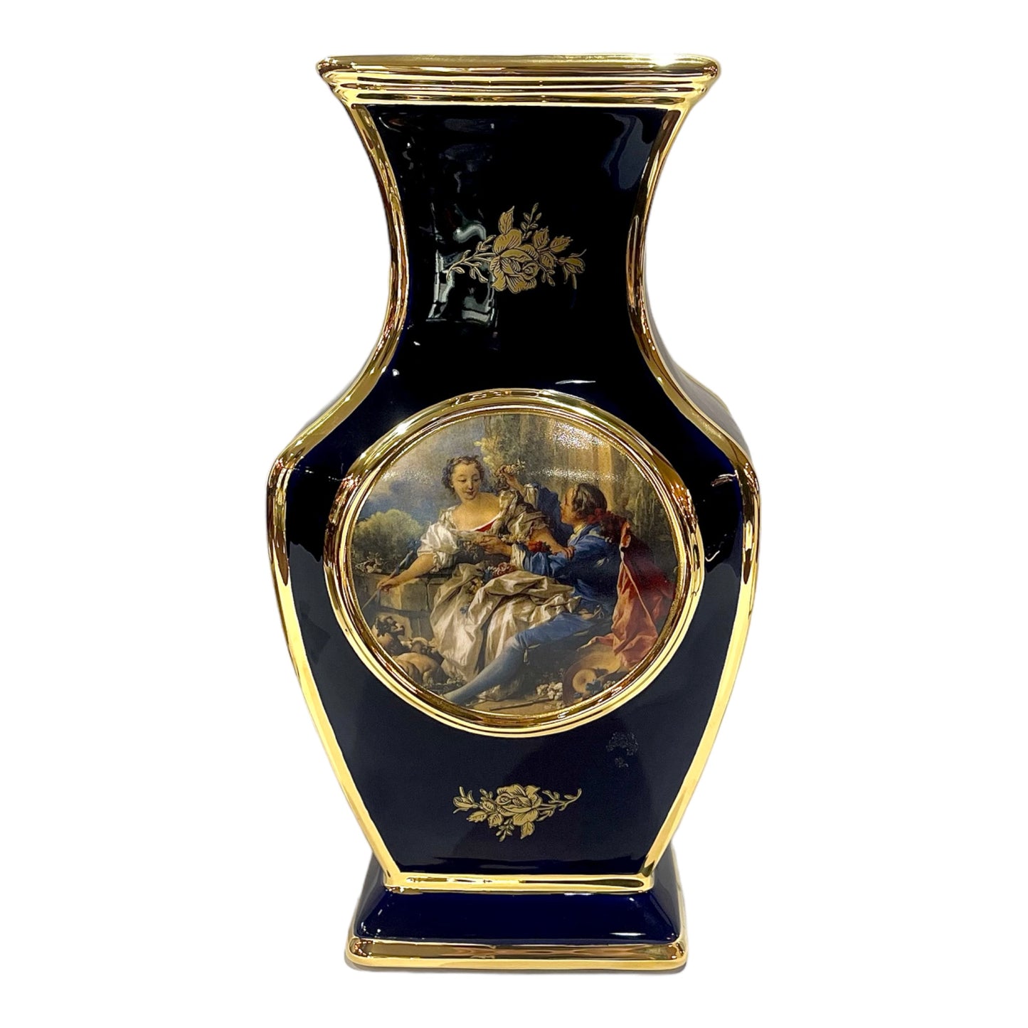 BC Limoge - Vase - Romeo&Juliet - Blue&Gold - 36 cm