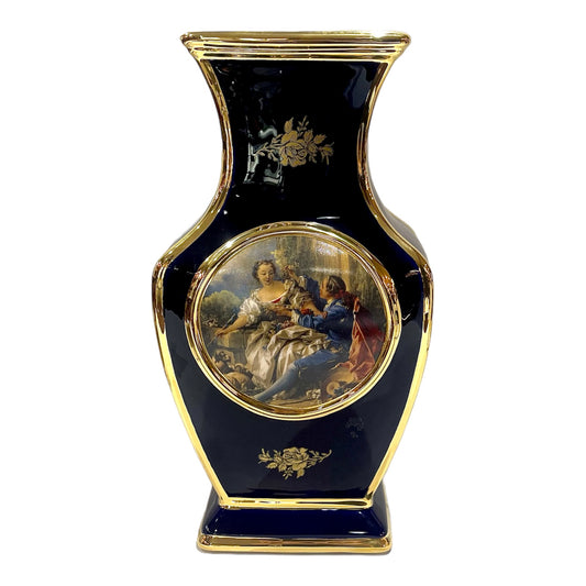 BC Limoge - Vase - Romeo&Juliet - Blue&Gold - 36 cm