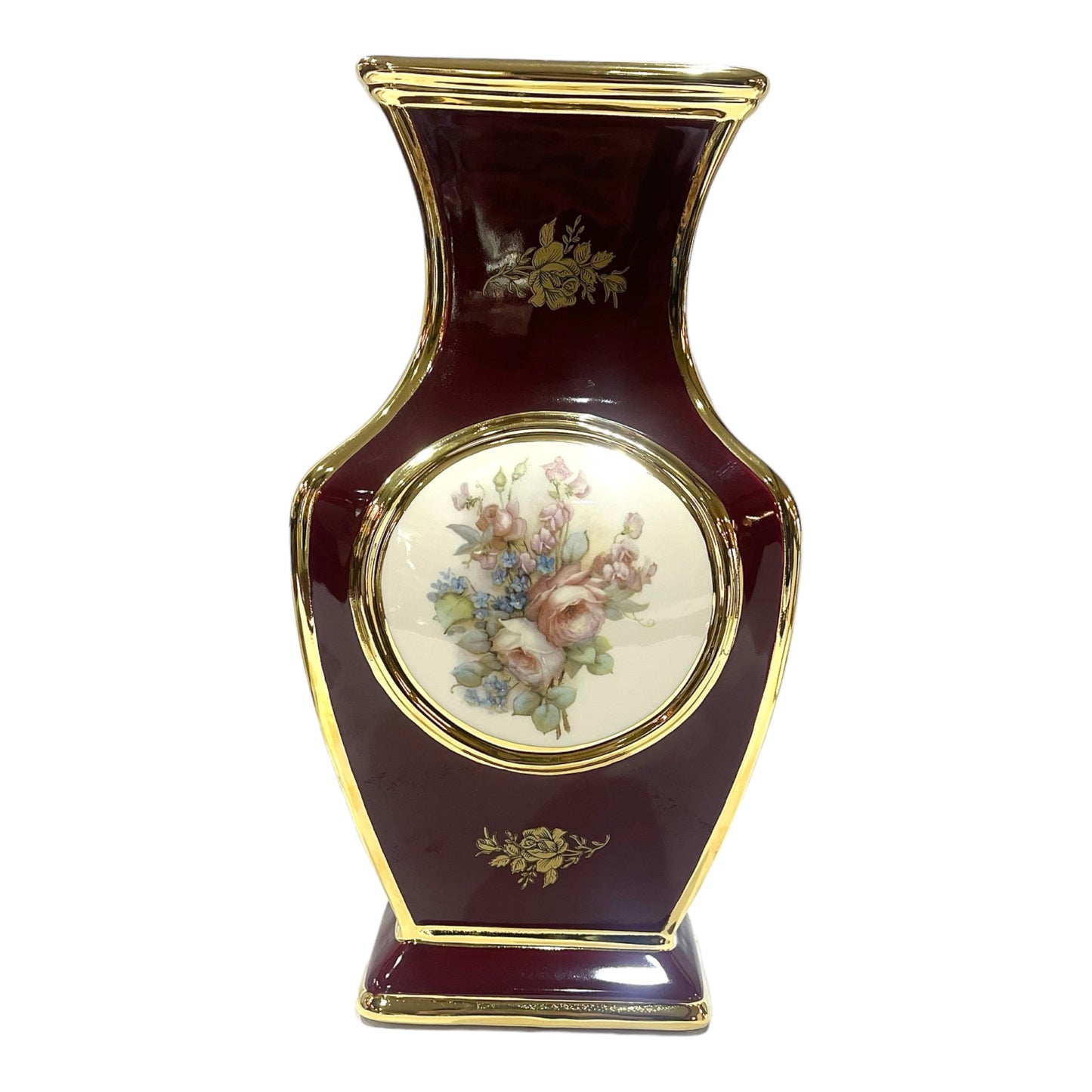 BC Limoge - Vase - Flowers - Red&Gold - 36 cm