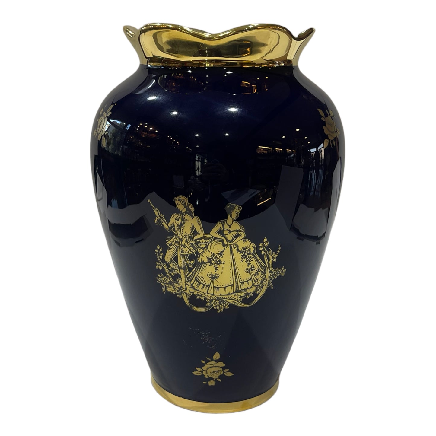 BC Limoge - Vase - Romeo&Juliet - Blue&Gold - 28 cm