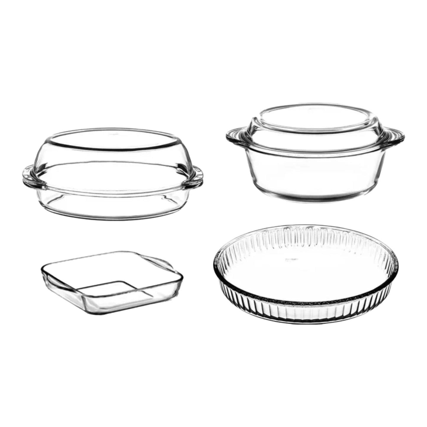 Borcam - 2 Casserole With Cover & 2 Oven Dishes - 6 Pieces