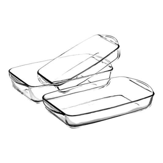 Borcam - Rectangular Oven Dishes Set - 3 Pieces