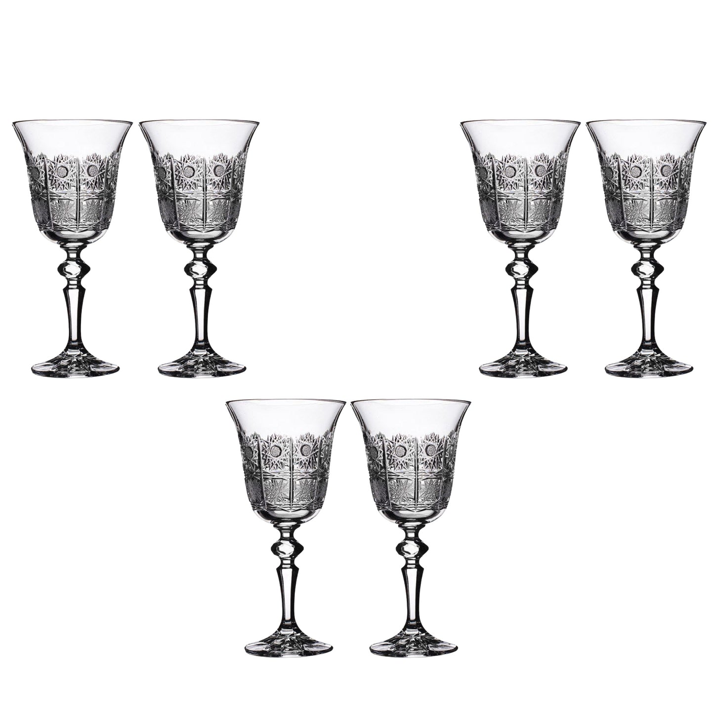 Bohemia Crystal - Goblet Glass Handcut Set 6 Pcs