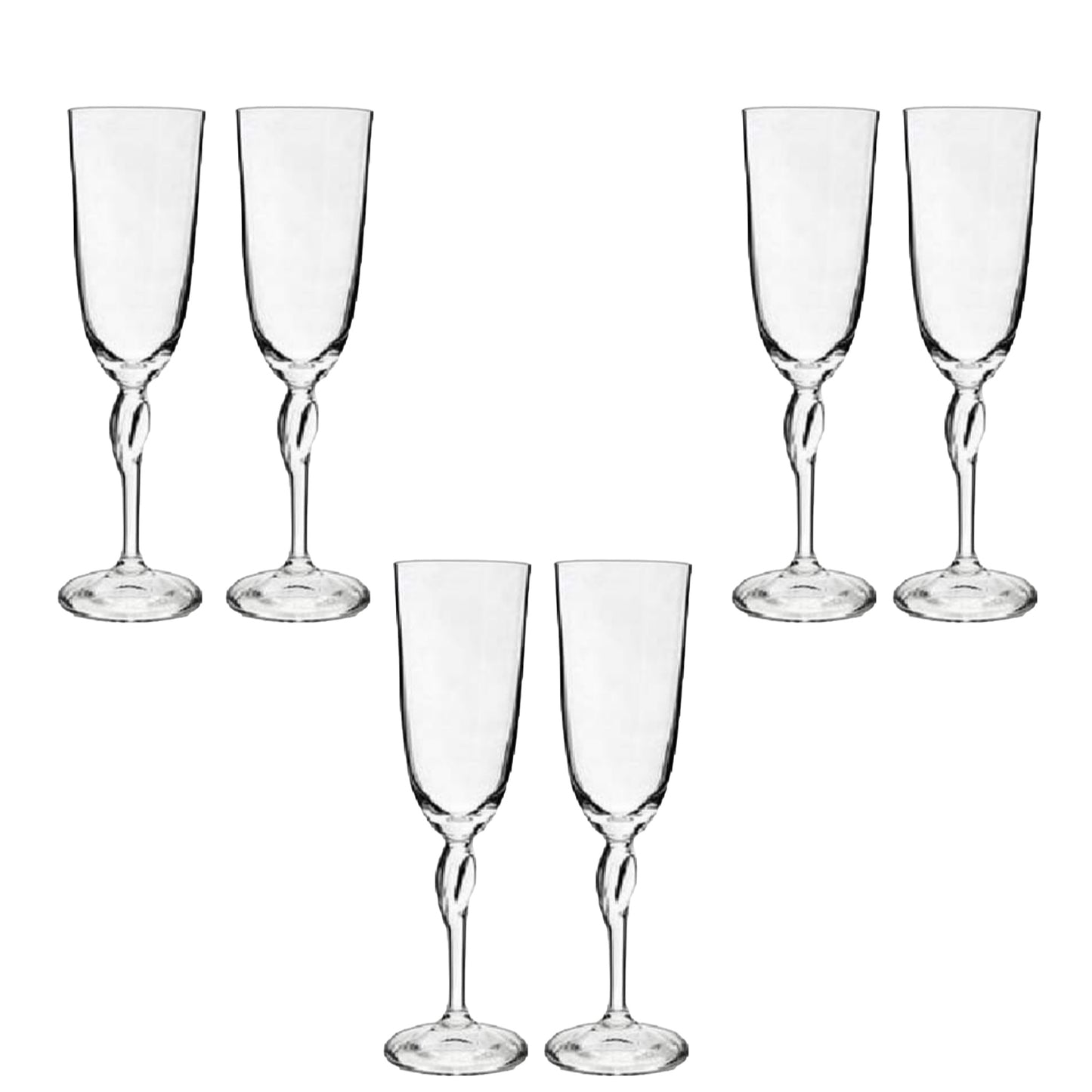 Bohemia Crystal - Flute Glass Set 6 Pcs