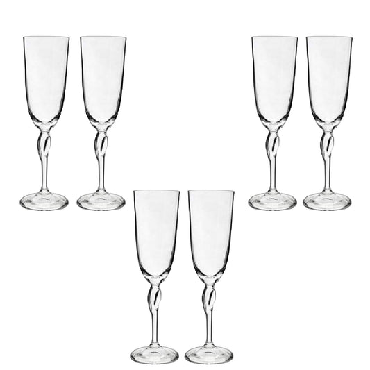 Bohemia Crystal - Flute Glass Set 6 Pcs