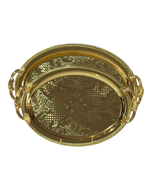 2 Oval Tray With Handles - Gold